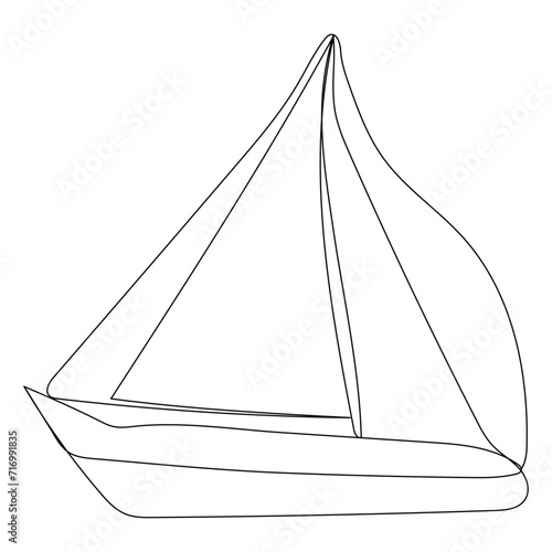 Continuous single line art drawing one line illustration art on Sailboat photo