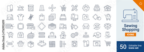 Sewing icons Pixel perfect. Shopping, tool, work, ....