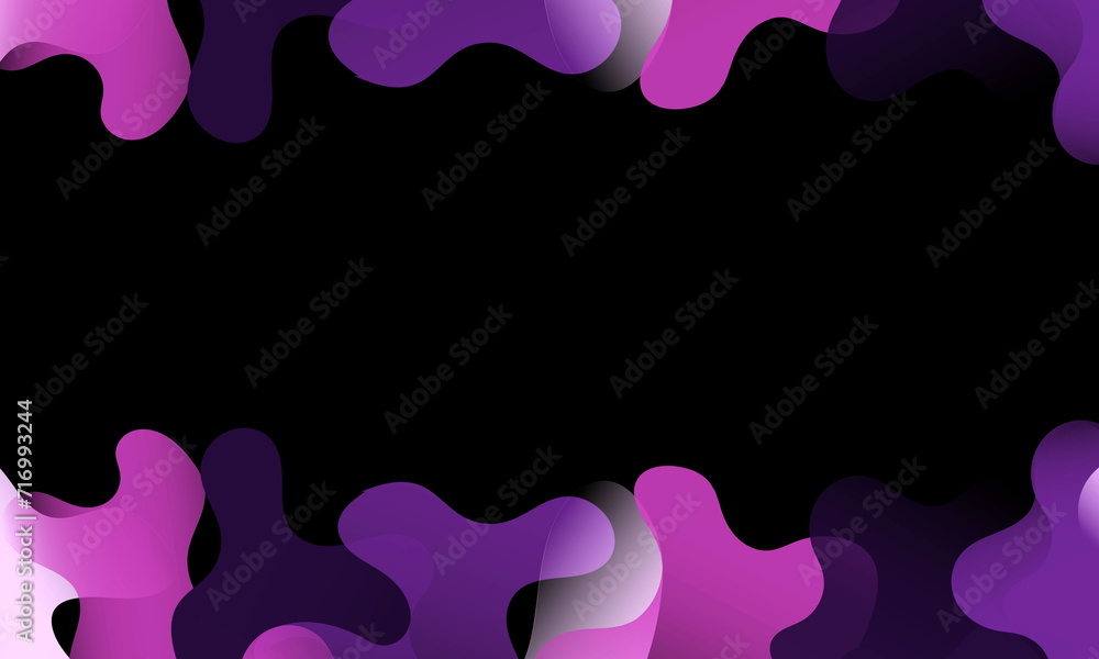 Abstract  background in the form of liquid violet, purple and light purple liquid shape on the bottomon on a black background
