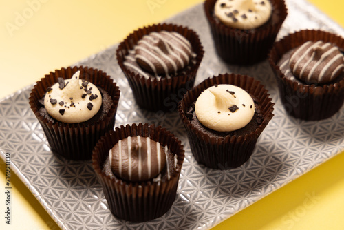 Close up of chocolate cupcakes
