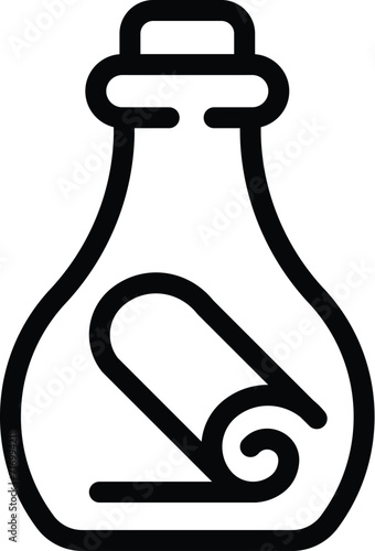 Mail bottle icon outline vector. Paper empty sea. Ocean foam