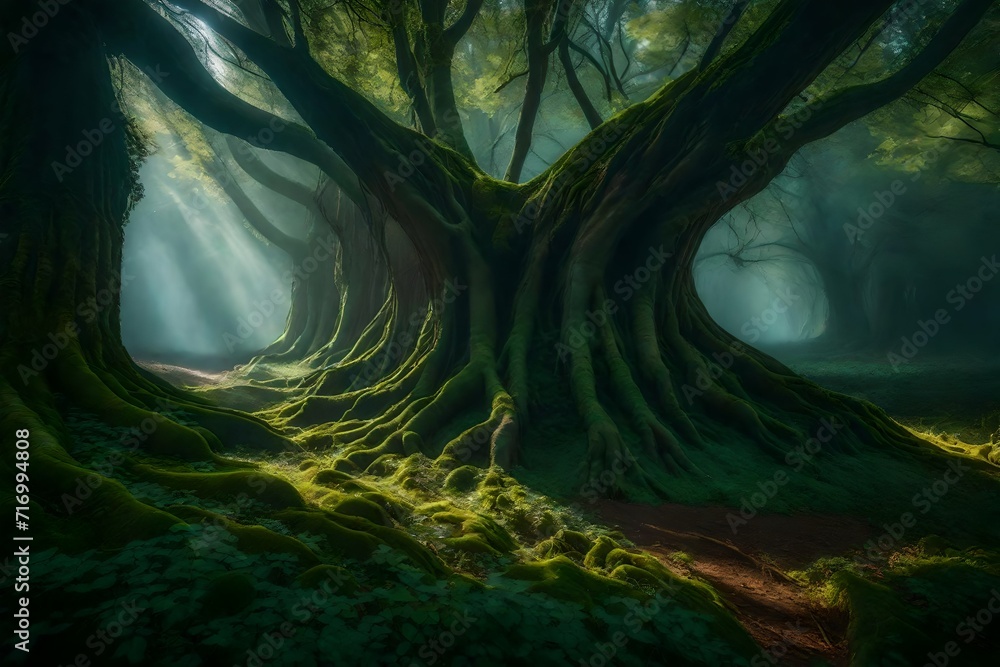 Explore the mystical forest of Ents and Dryads, where ancient trees ...