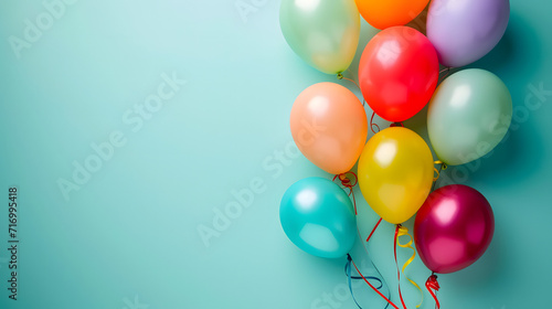 Vibrant Colorful Balloons on Blue Background - Celebrate With a Splash of Colors