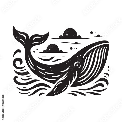 Sublime Aquatic Grace: Whale Silhouette Series Displaying the Sublime Beauty of Majestic Ocean Dwellers - Whale Illustration - Whale Vector
