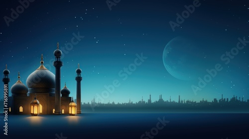 Ramadan kareem background illustration. Generate AI image