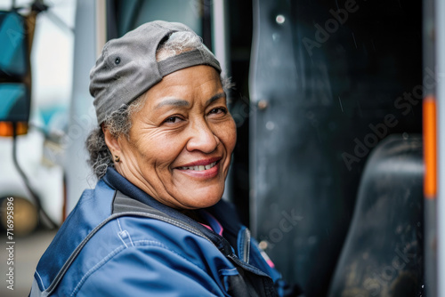Portrait of senior asian woman traveling by bus in the city. © PixelGallery