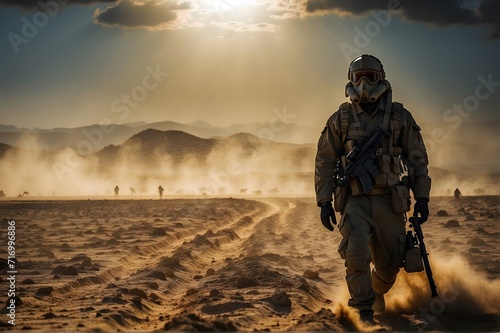 a soldier walking through a desert in a post-apocalyptic world n2 © Sandro Salla