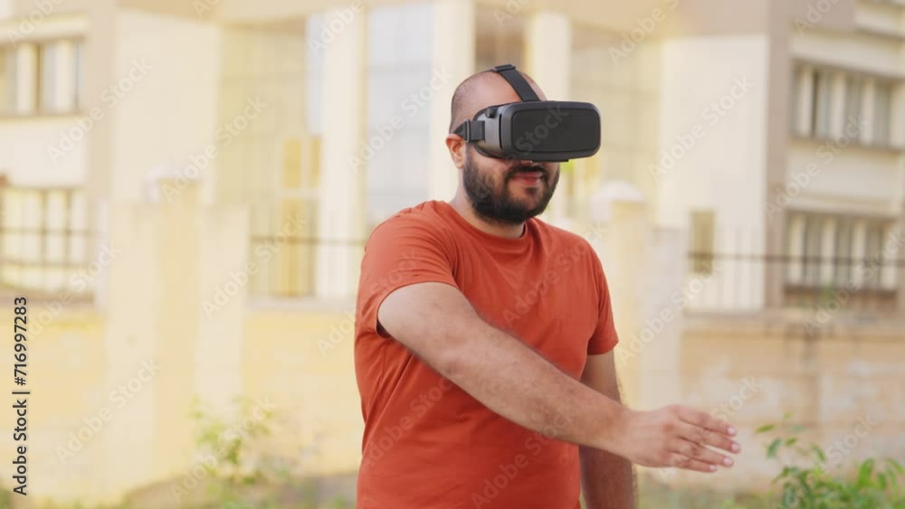 Bald indian Man Meeting People in VR World, Metaverse Bald indian Man Meeting People in VR World, Metaverse