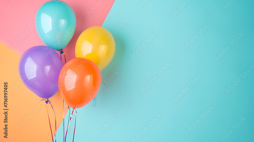 Balloons Floating in the Air, Colorful Joyful Party Decorations Celebrating in the Sky