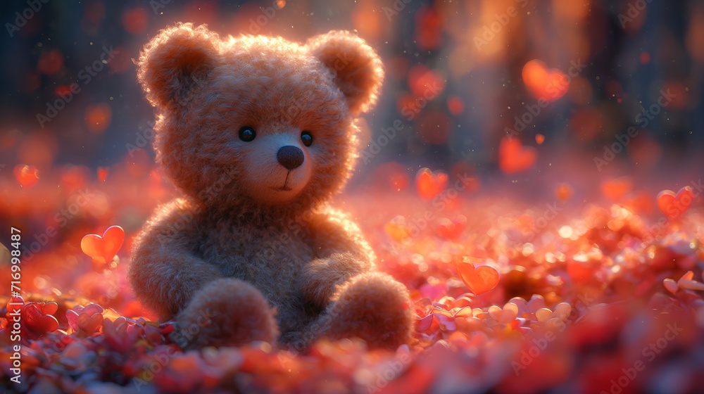 bear soft toy sitting holding a romantic heart. Generative AI bear soft toy sitting holding a romantic heart. Generative AI