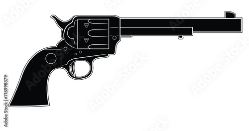 Vector illustration of the Colt Peacemaker revolver. Black. Right side. photo