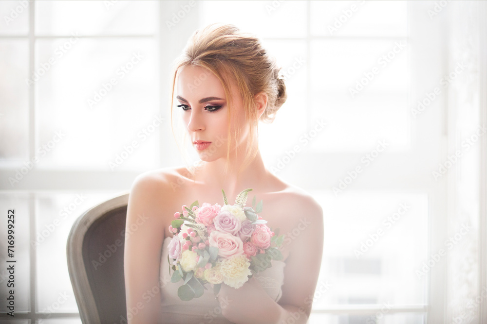 Portrait of beautiful young blond woman on white background Portrait of beautiful young blond woman on white background
