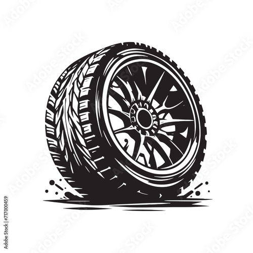 Dynamic Circles: Vehicle Tire Silhouette Set in a Dynamic Display of Circular Motion and Stylish Design - Vehicle Wheel Illustration - Vehicle Wheel Vector
