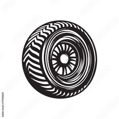 Traction Tales  Vehicle Tire Silhouettes Spinning Stories of Grip  Friction  and Road Connection - Vehicle Wheel Illustration - Vehicle Wheel Vector 
