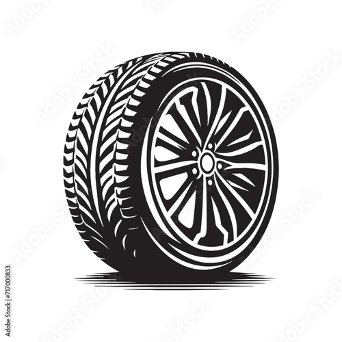 Circular Momentum: A Dynamic Showcase of Vehicle Tire Silhouettes Capturing the Essence of Rotational Power - Vehicle Wheel Illustration - Vehicle Wheel Vector
