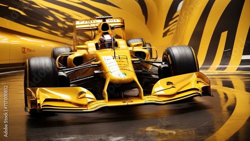 Formula 1 car design in yellow and black, race car. sports © Gang studio