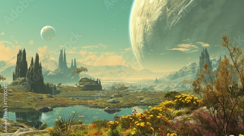 Planetary Oasis: Life Blooms Across Vast Terrains