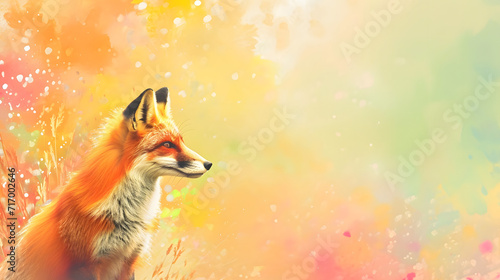 Painting of Fox in Field of Flowers - Beautiful Nature Artwork Picture