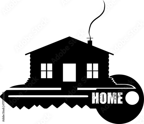 Kreative Vektor Silhouette Haus mit Schlüssel - Zuhause Eigenheim Hauskauf und Umzug - Home