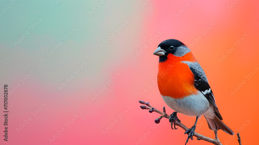 Bird Sitting on Branch With Colorful Background