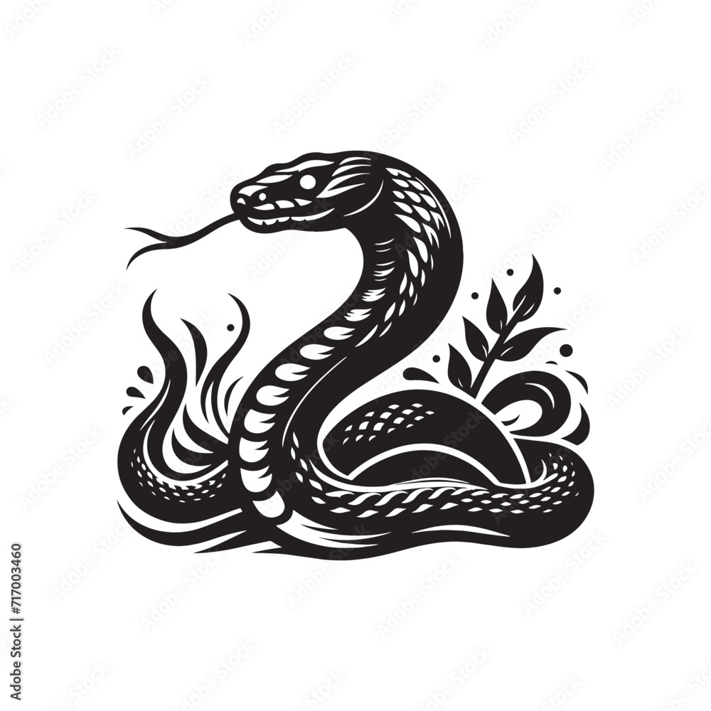 Obraz premium Mystic Coil: A Gallery of Snake Silhouettes Conveying the Hypnotic Spirals of these Bewitching Reptiles - Snake Illustration - Snake Vector 