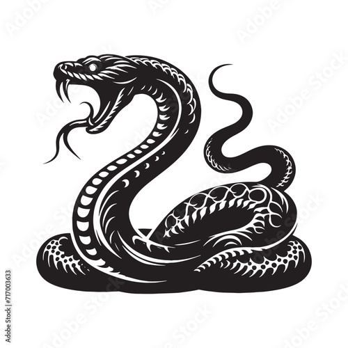 Ethereal Enchantment: Snake Silhouette Series Drenched in Ethereal Beauty, Offering a Glimpse into the Enchanting World of These Reptilian Entities - Snake Illustration - Snake Vector
