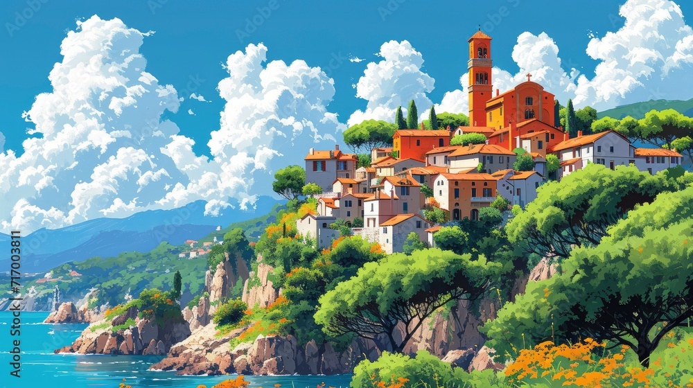 Ancient Medieval Hilltop Village Southern Italy, Background Banner HD