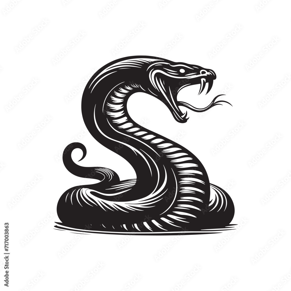Fototapeta premium Coils of Mystery: Snake Silhouette Set Weaving a Tapestry of Mystery and Intrigue Through the Artful Contours of Serpentine Forms - Snake Illustration - Snake Vector 