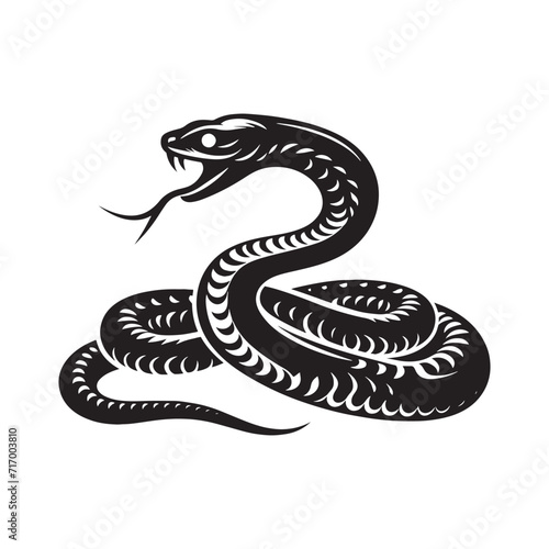 Serpent's Serenity: A Collection of Snake Silhouettes Immersed in a Serene Aura, Unveiling the Calm Essence of These Reptilian Beings - Reptile Illustration - Viper Vector
