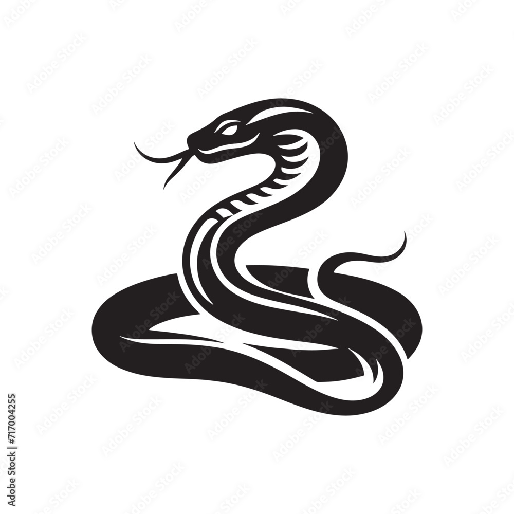 Fototapeta premium Viper's Waltz: A Ballet of Snake Silhouettes Gliding through Shadows in a Dance of Sublime Elegance - Reptile Illustration - Viper Vector 