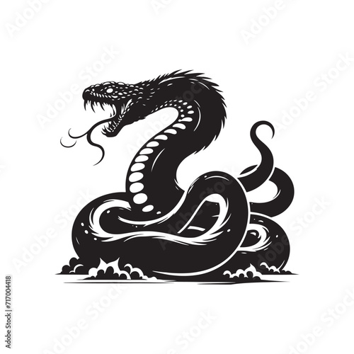 Graceful Gaits: A Visual Exploration of Snake Silhouettes Portraying the Elegance in Their Slithering Patterns - Snake Illustration - Snake Vector
