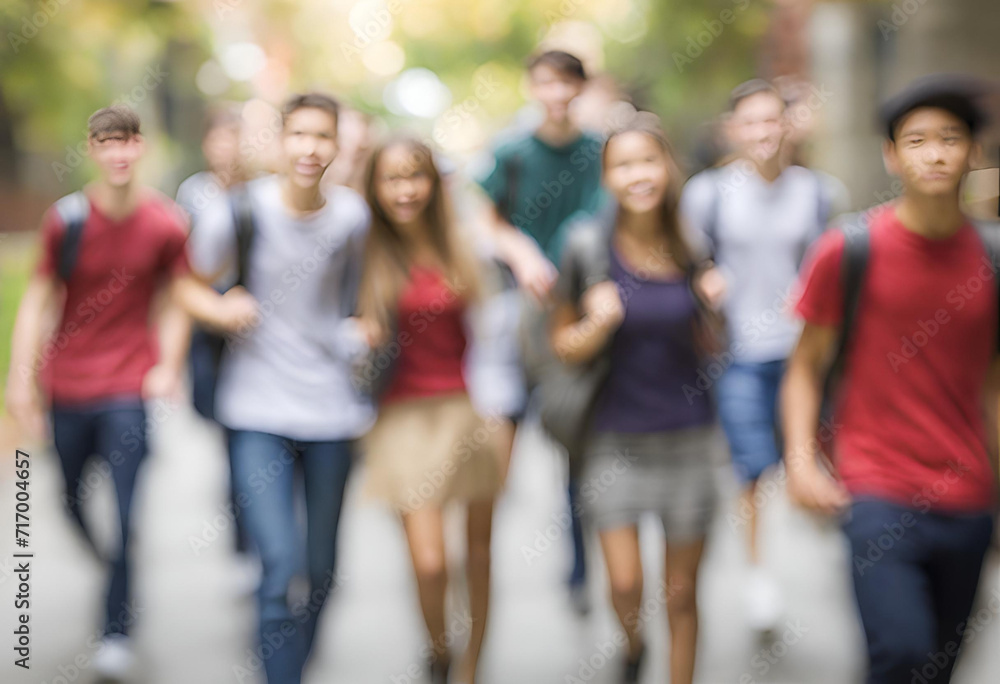 college or highschool students blurred motion college or highschool students blurred motion
