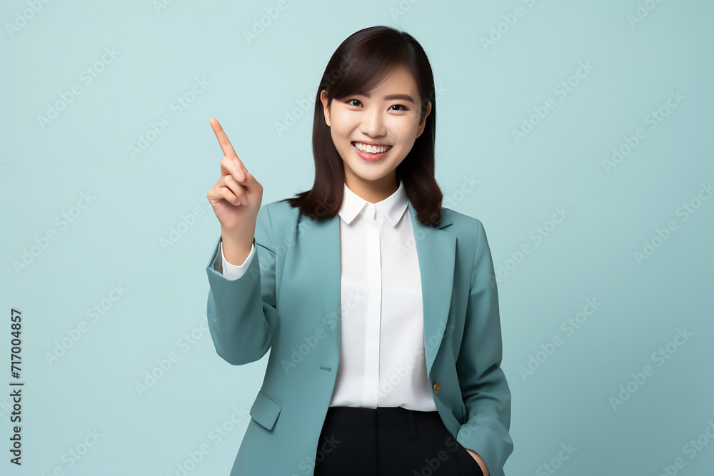 woman pointing at something with generative ai woman pointing at something with generative ai