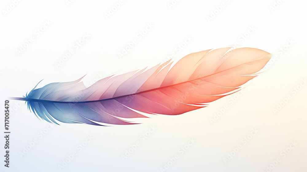 Naklejka premium A minimalist boho feather, painted with watercolor gradients created with Generative Ai