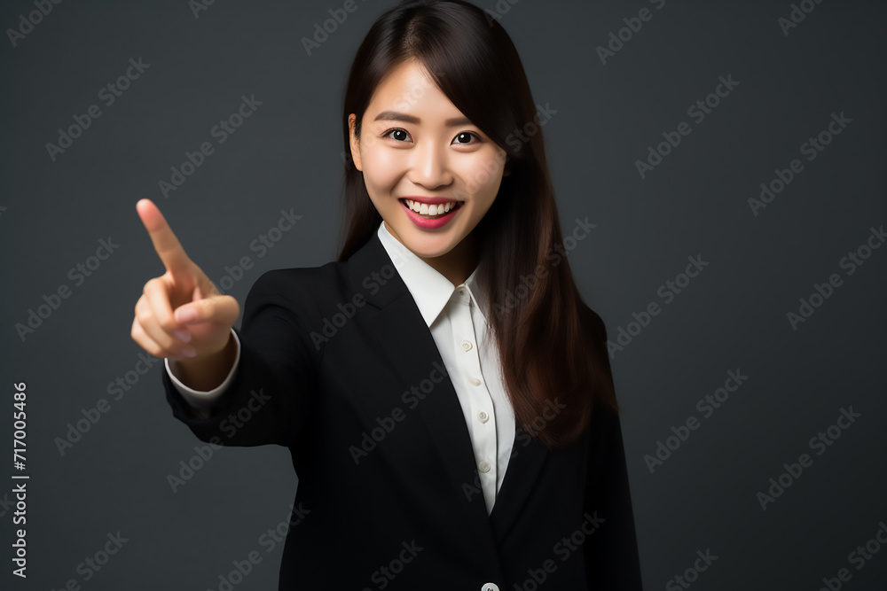 business woman pointing at something with generative ai business woman pointing at something with generative ai