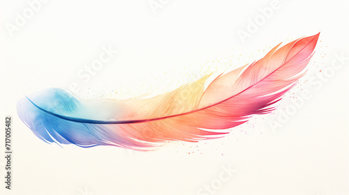 A minimalist boho feather, painted with watercolor gradients created with Generative Ai © Maria