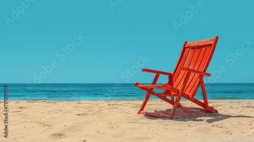 Beach Chair On Sand Under Blue, Background Banner HD © Alex Cuong