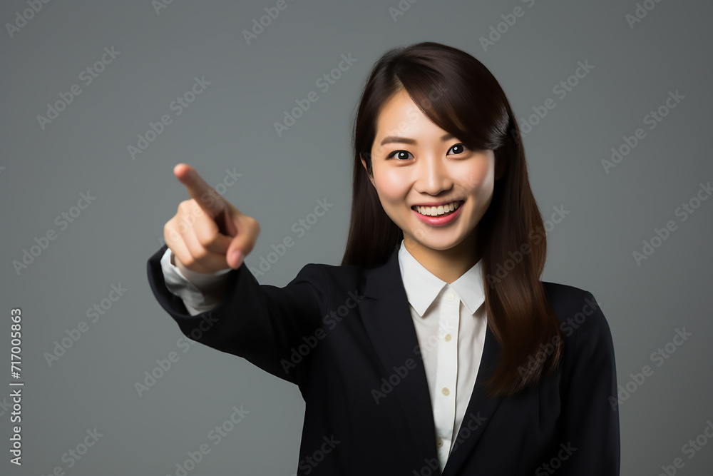 business woman pointing at something with generative ai business woman pointing at something with generative ai