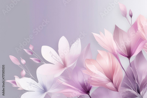 Wallpaper with flower art. Art background with transparent x-ray flowers.
