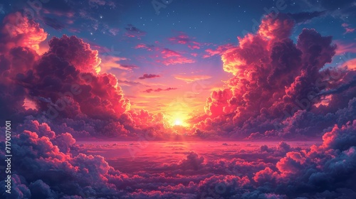 Beautiful Clouds Sunset Nature Sky, Background Banner HD