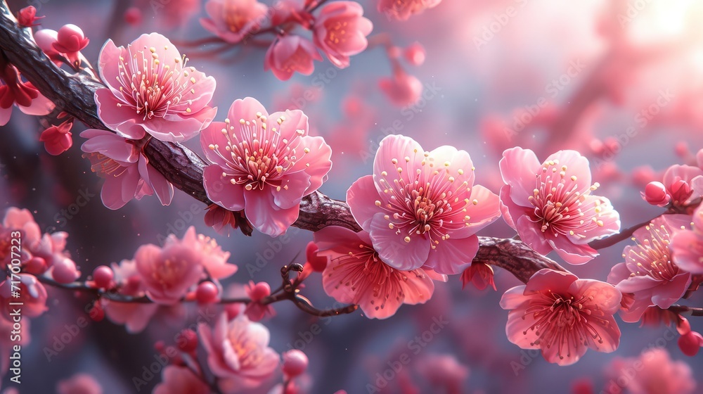Beautiful Doubleflowered Cherry Blossom Close, Background Banner HD Beautiful Doubleflowered Cherry Blossom Close, Background Banner HD