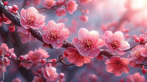 Beautiful Doubleflowered Cherry Blossom Close, Background Banner HD photo