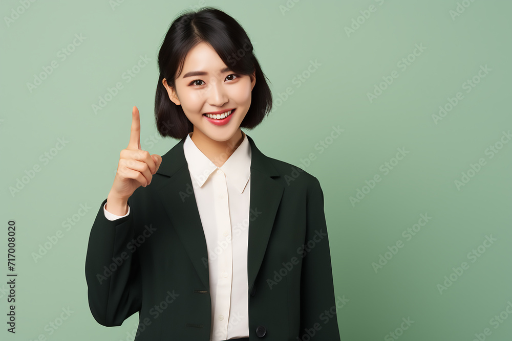 business woman pointing at something with generative ai business woman pointing at something with generative ai