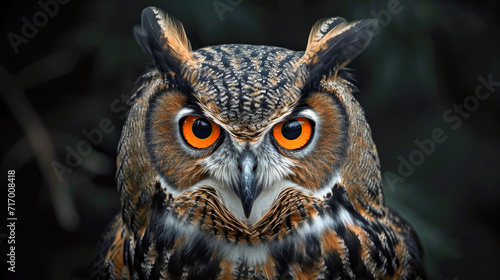 Intense Eyes of a Eurasian Eagle-Owl Close-up © romanets_v