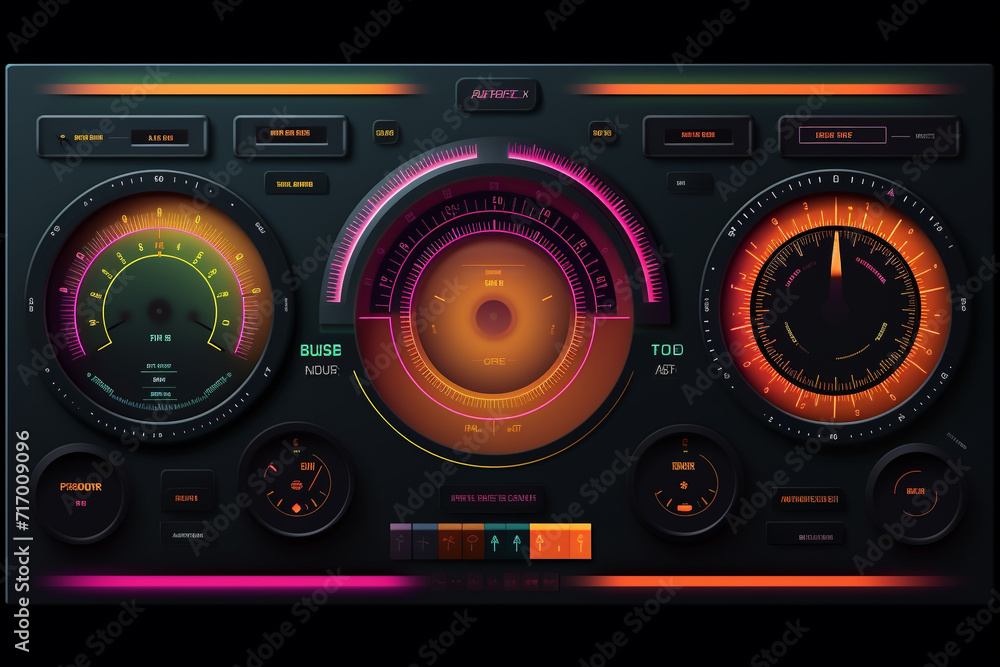 Fototapeta premium DJ Mixer Panel with Glowing Dials.