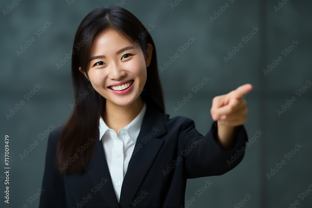 business woman pointing at something with generative ai business woman pointing at something with generative ai