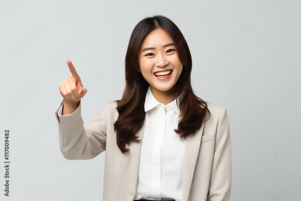 business woman pointing at something with generative ai business woman pointing at something with generative ai