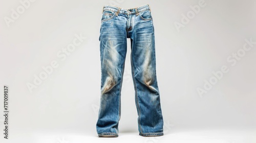 Freestanding Denim Jeans on White Background