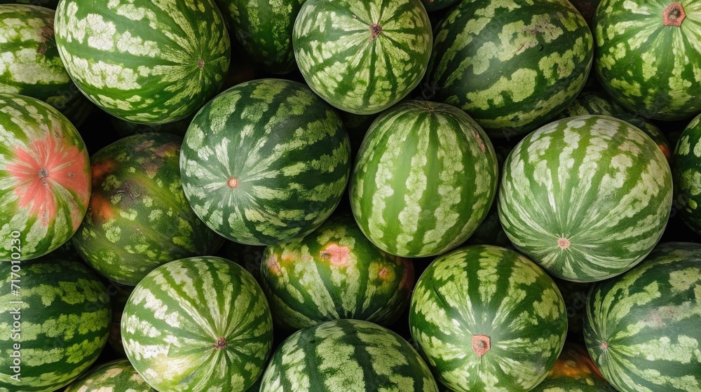 Fresh Pile of Watermelons in a Market Fresh Pile of Watermelons in a Market