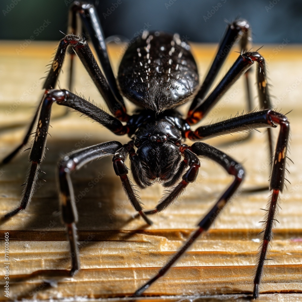 Fototapeta premium Nephilengys big black spider terrible picture ultra HD wallpaper image